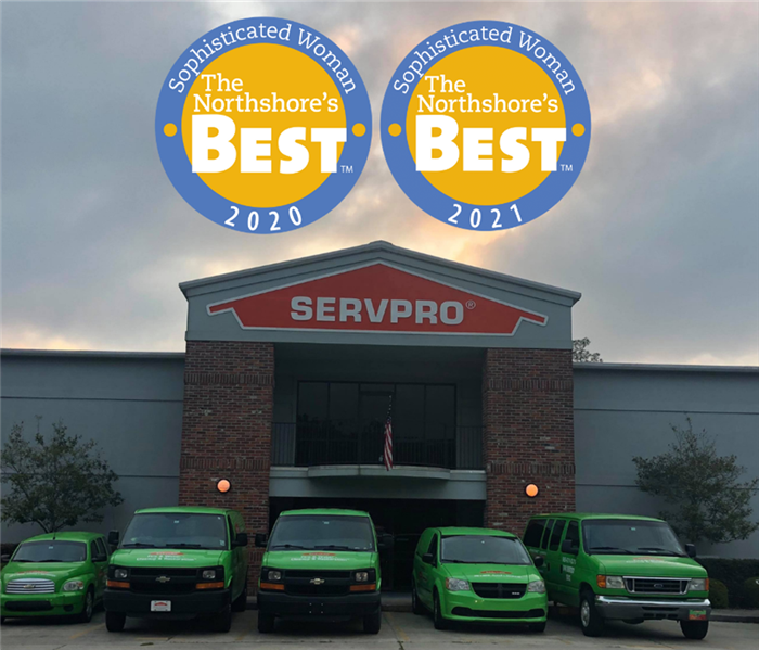 SERVPRO office building with logos for Northshore's Best on image
